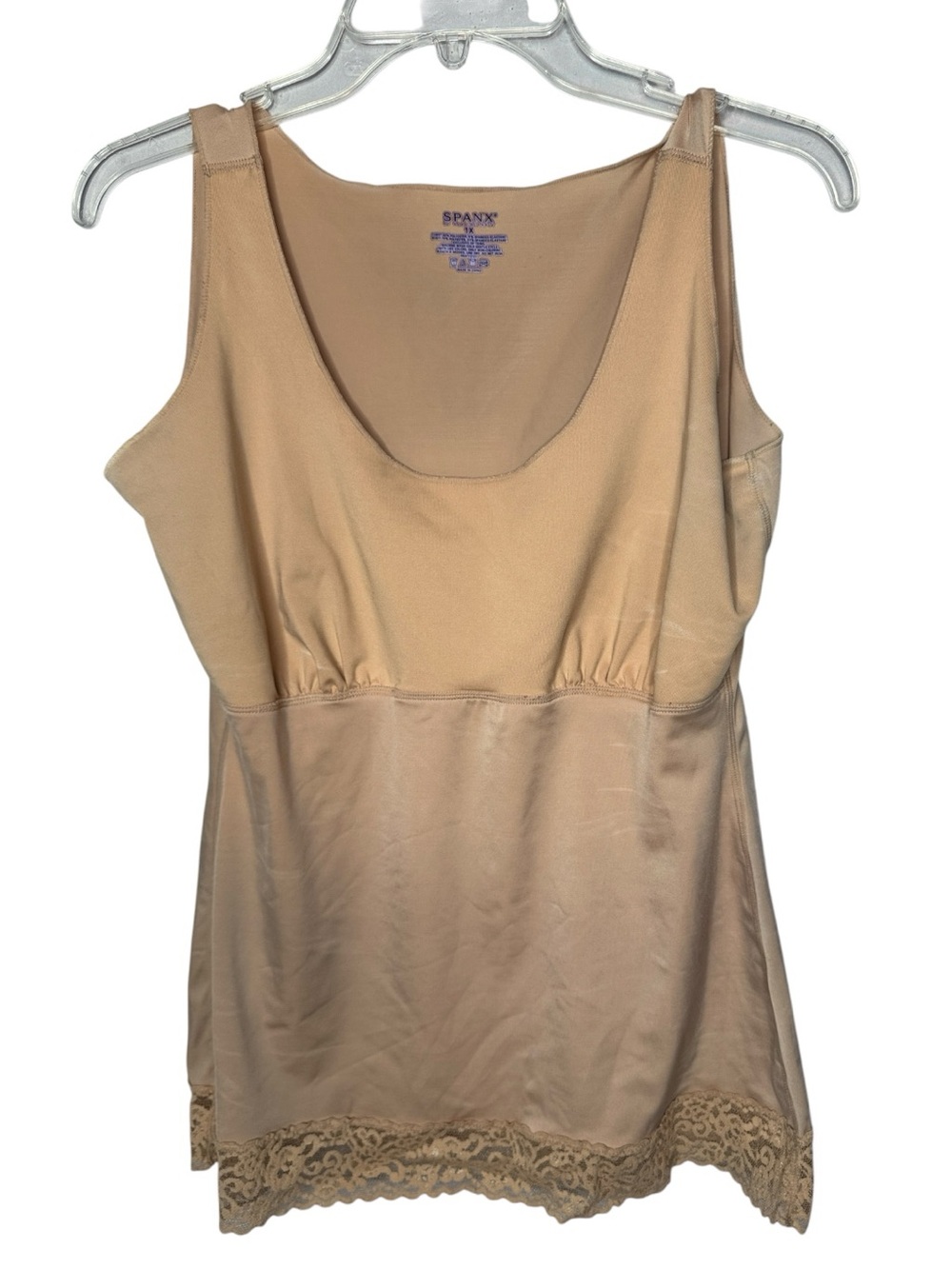 SPANX Nude Hide And Sleek Lace Hem Shapewear Camisole Shapewear Cami Top. Sz 1X.